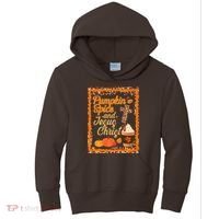 Pumpkin Spice And Jesus Christ Autumn Fall Leopard Print Kids Hoodie thumb 0