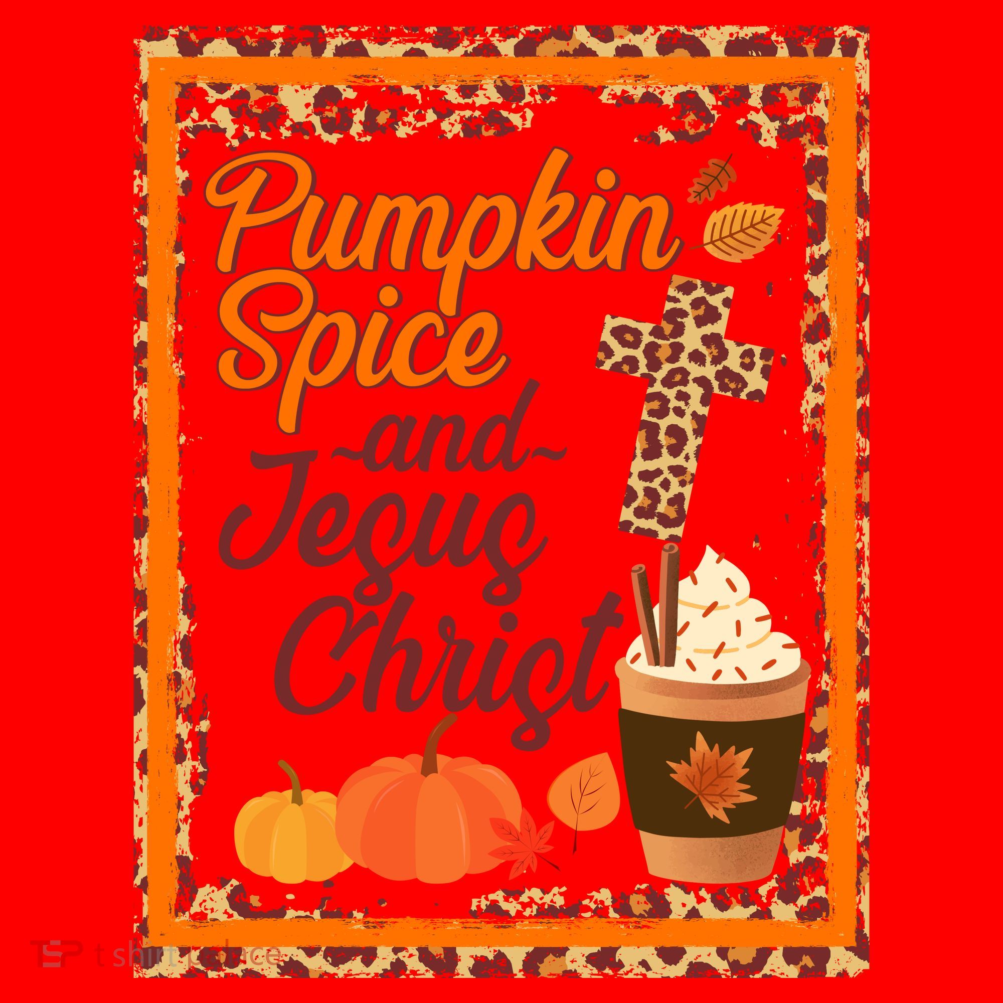 Pumpkin Spice And Jesus Christ Autumn Fall Leopard Print Santa Hat
