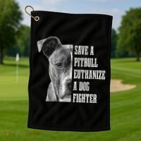 Pitbull Save A Pitbull Funny Dog Rescue Pitbull Mom Dad Golf Towel thumb 1