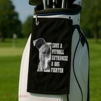 Pitbull Save A Pitbull Funny Dog Rescue Pitbull Mom Dad Golf Towel thumb 2