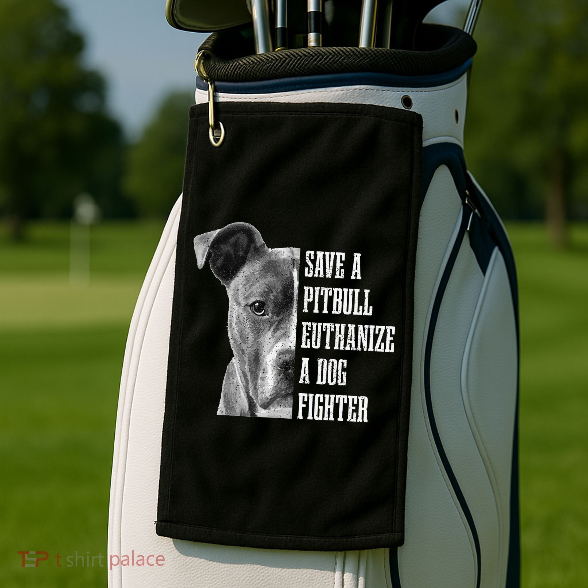 Pitbull Save A Pitbull Funny Dog Rescue Pitbull Mom Dad Golf Towel