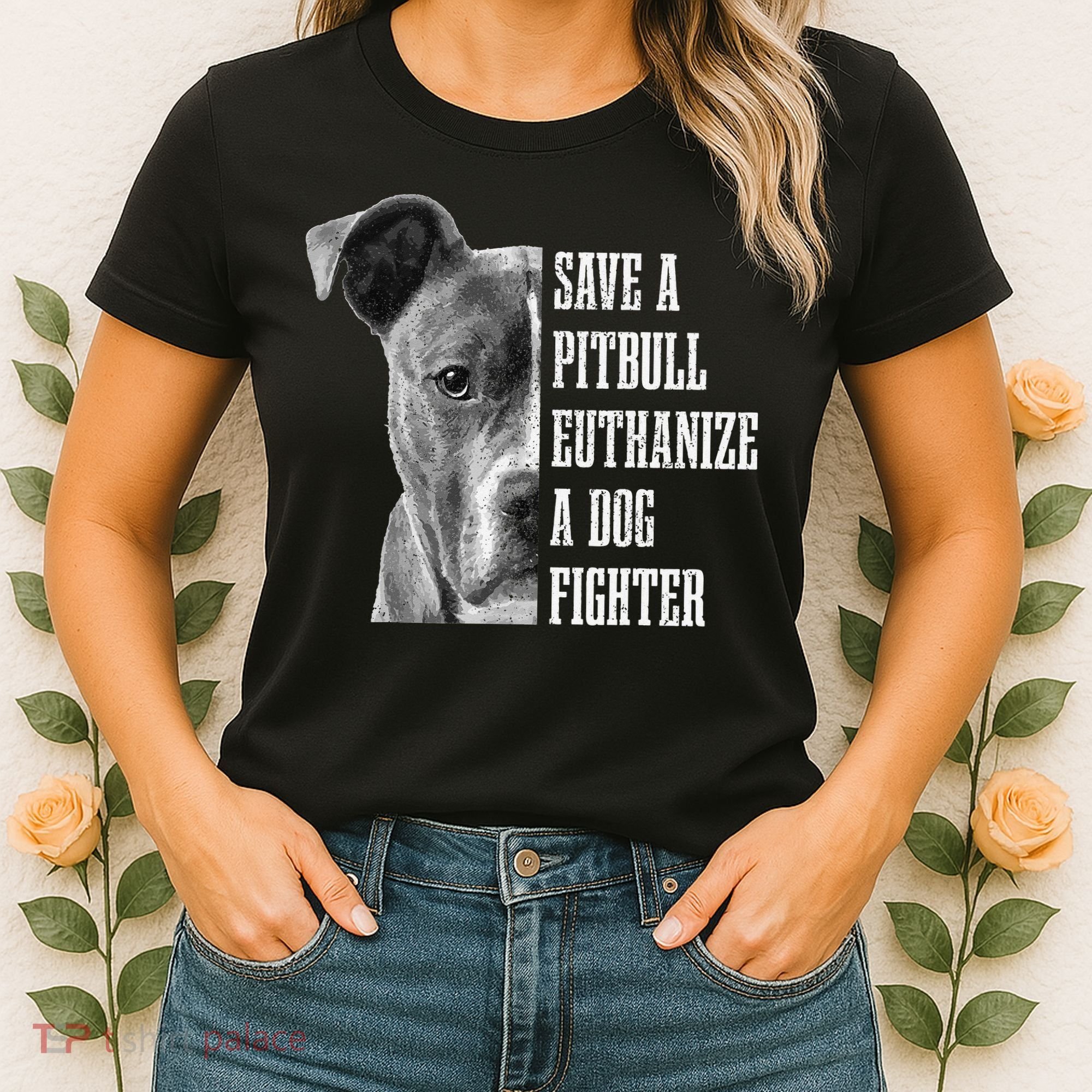 Pitbull Save A Pitbull Funny Dog Rescue Pitbull Mom Dad Women's T-Shirt