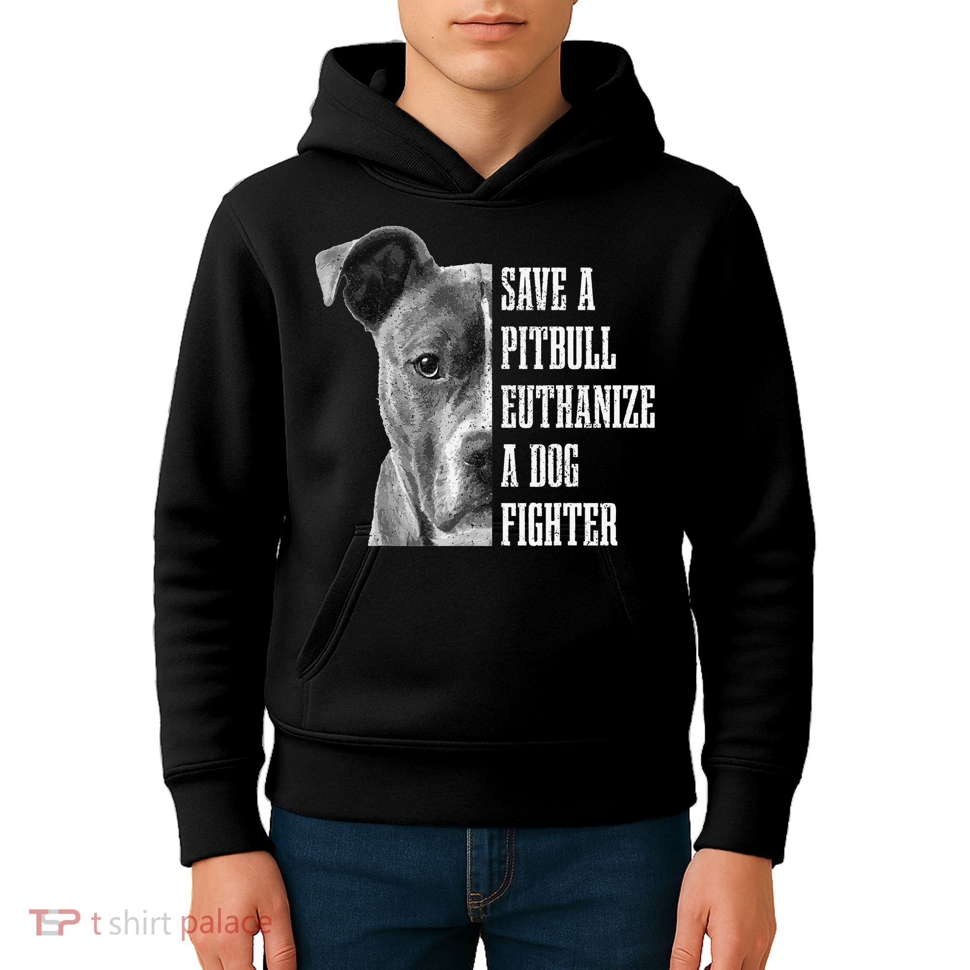 Pitbull Save A Pitbull Funny Dog Rescue Pitbull Mom Dad Kids Hoodie