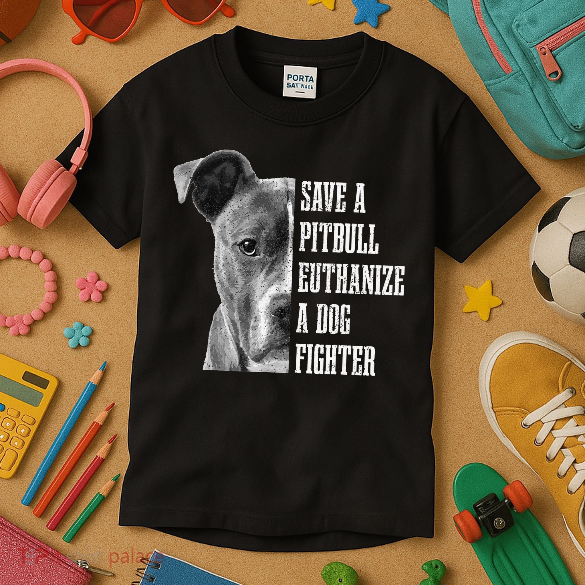 Pitbull Save A Pitbull Funny Dog Rescue Pitbull Mom Dad Kids T-Shirt