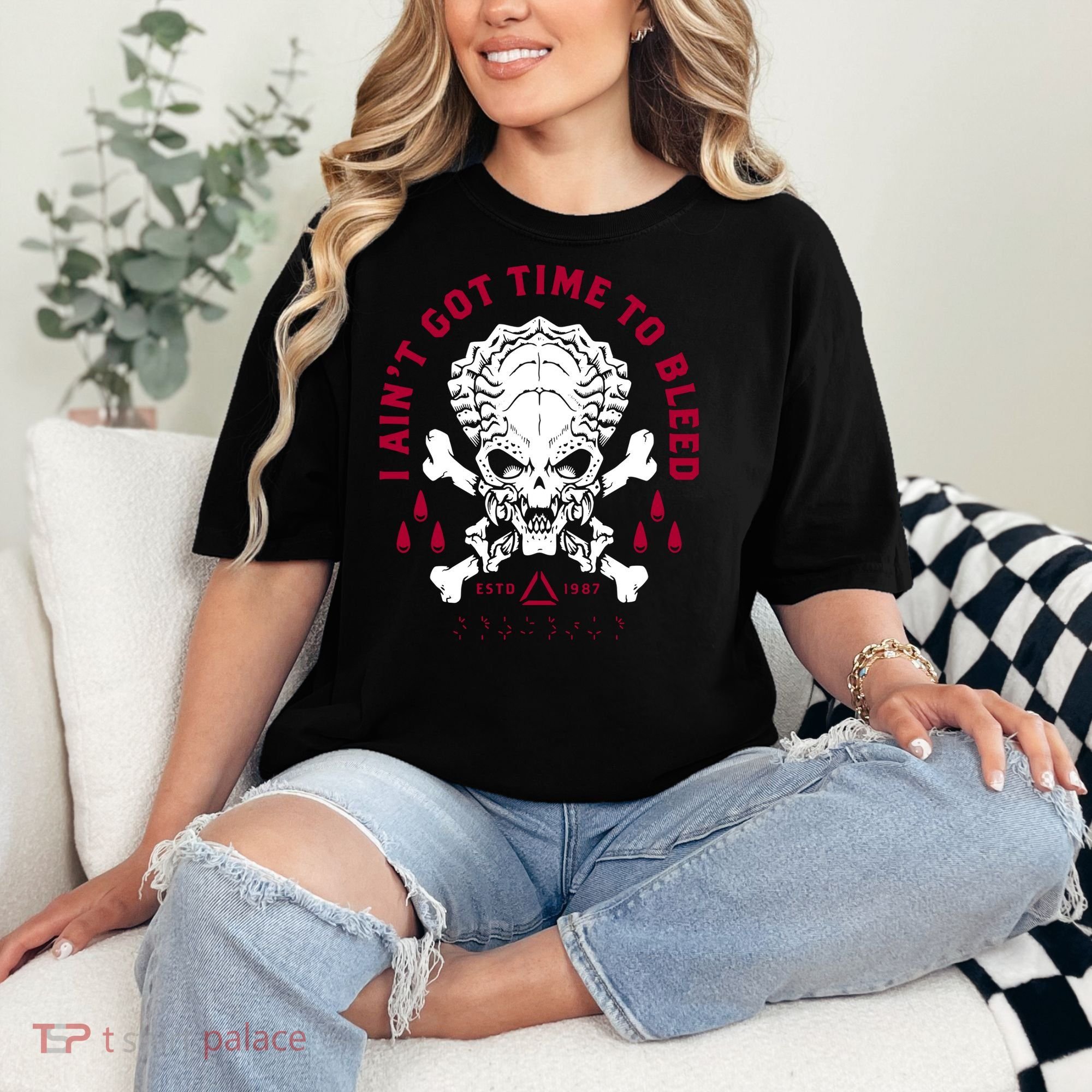 Predator Skull Ain't Got Time To Bleed Military Distressed Comfort Colors T-Shirt