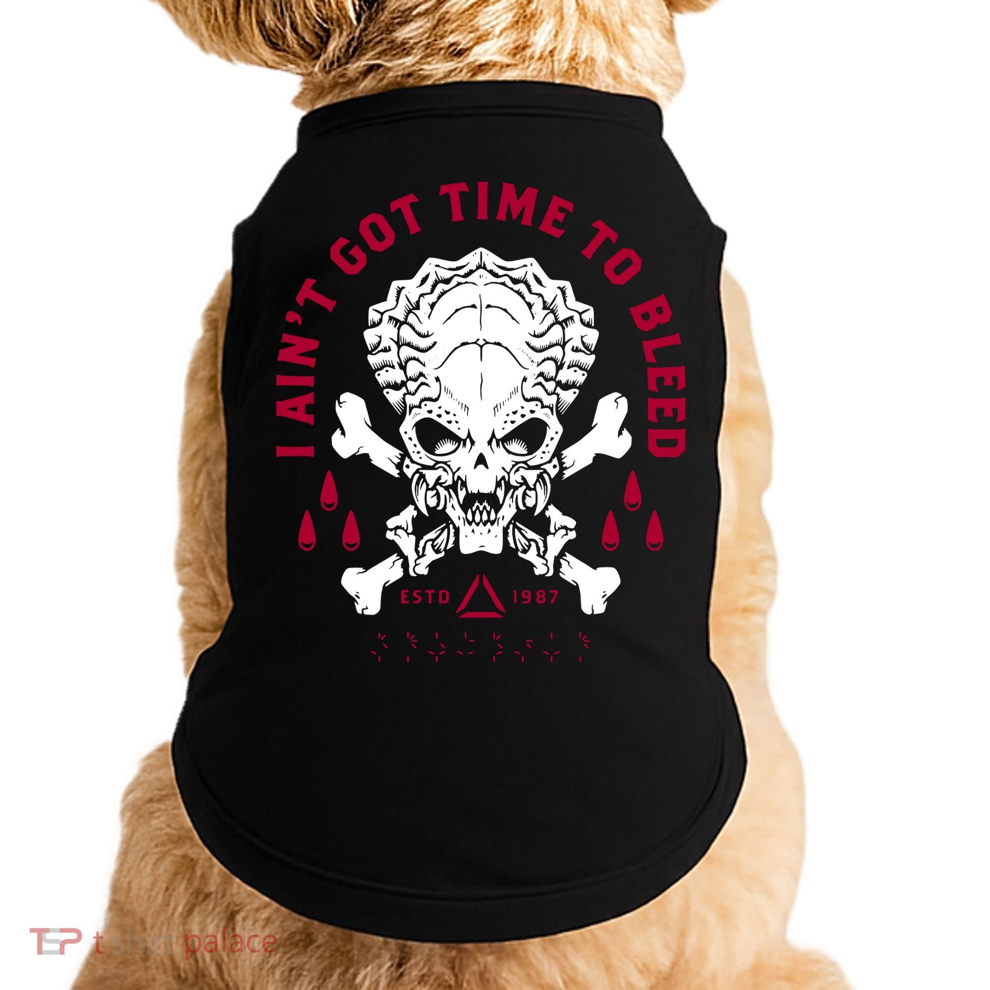 Predator Skull Ain't Got Time To Bleed Military Distressed Doggie Tank