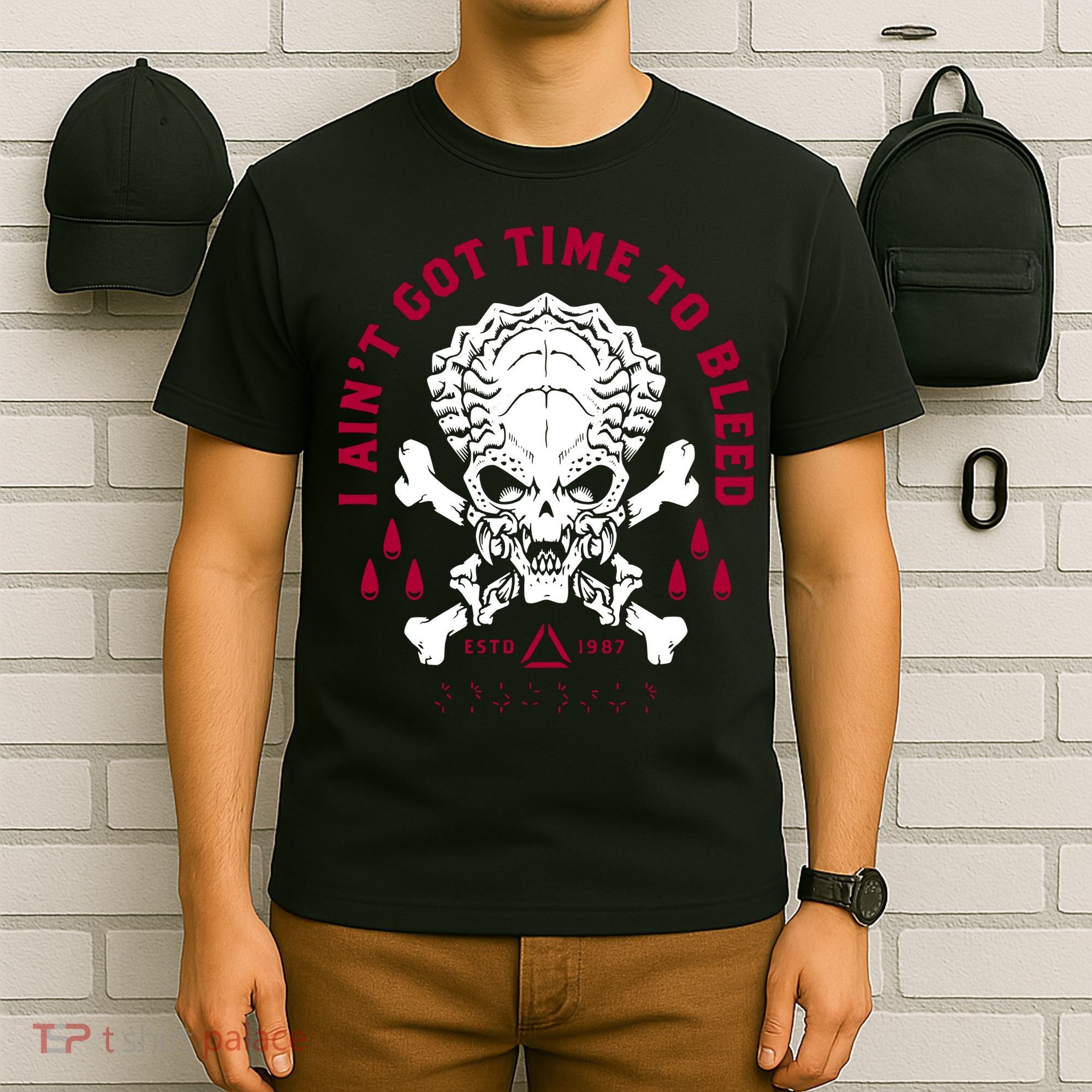 Predator Skull Ain't Got Time To Bleed Military Distressed T-Shirt