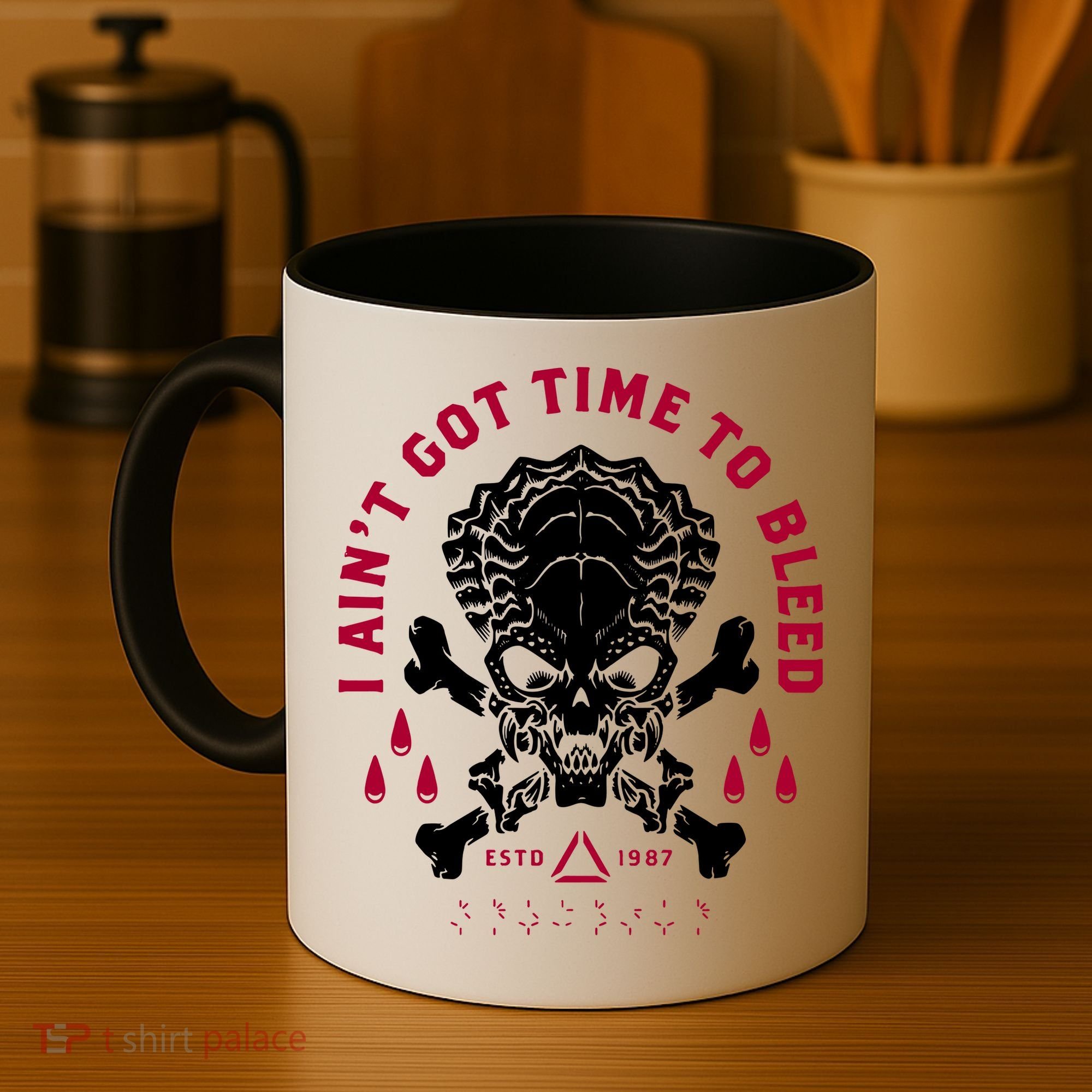Predator Skull Ain't Got Time To Bleed Military Distressed Coffee Mug