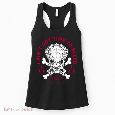 Predator Skull Ain't Got Time To Bleed Military Distressed Women's Tank Top