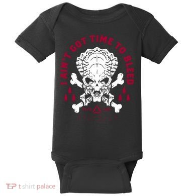 Predator Skull Ain't Got Time To Bleed Military Distressed Baby Bodysuit