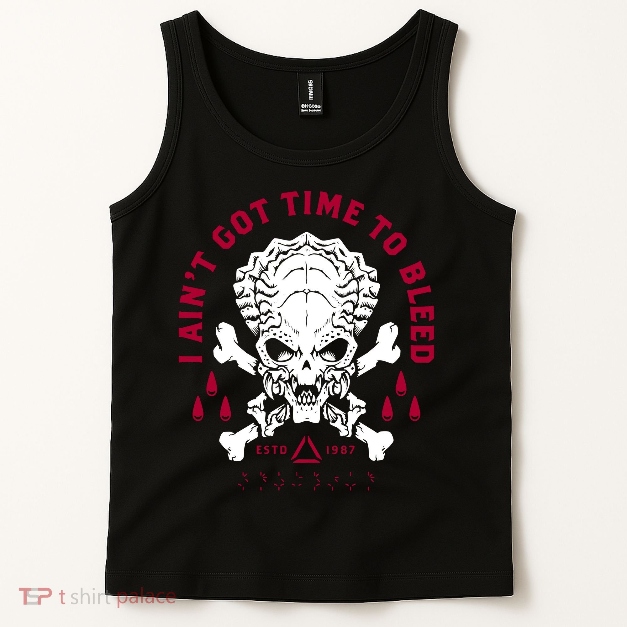 Predator Skull Ain't Got Time To Bleed Military Distressed Tank Top