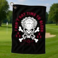 Predator Skull Ain't Got Time To Bleed Military Distressed Golf Towel thumb 1