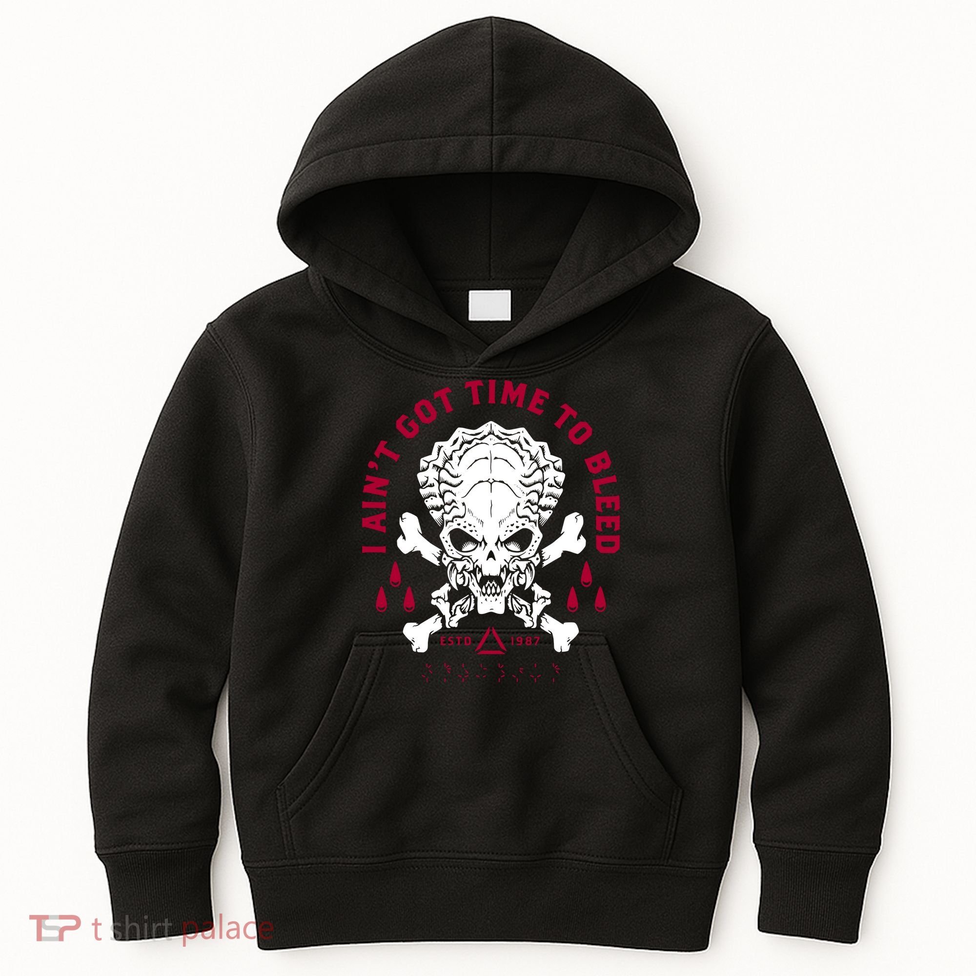 Predator Skull Ain't Got Time To Bleed Military Distressed Kids Hoodie