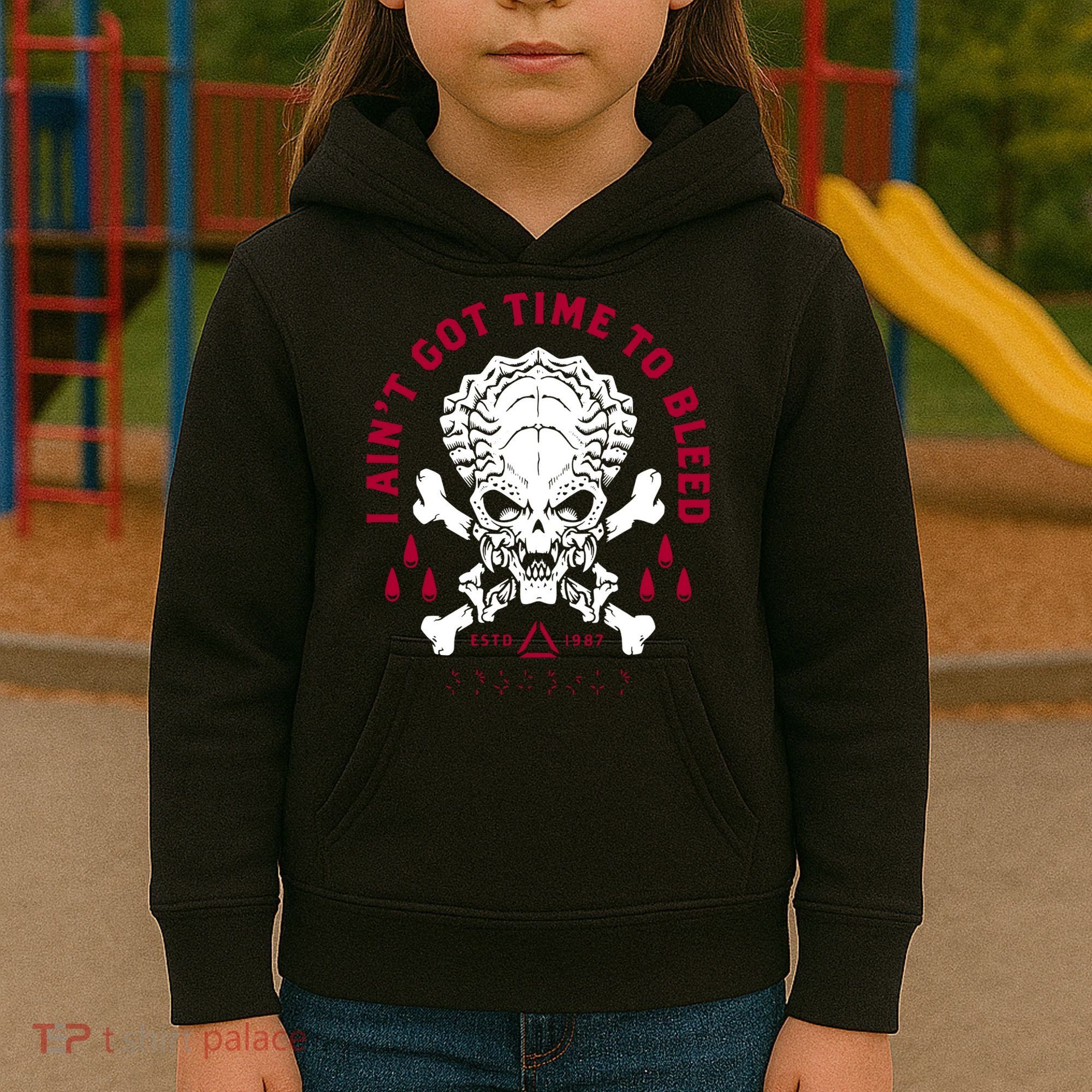 Predator Skull Ain't Got Time To Bleed Military Distressed Kids Hoodie