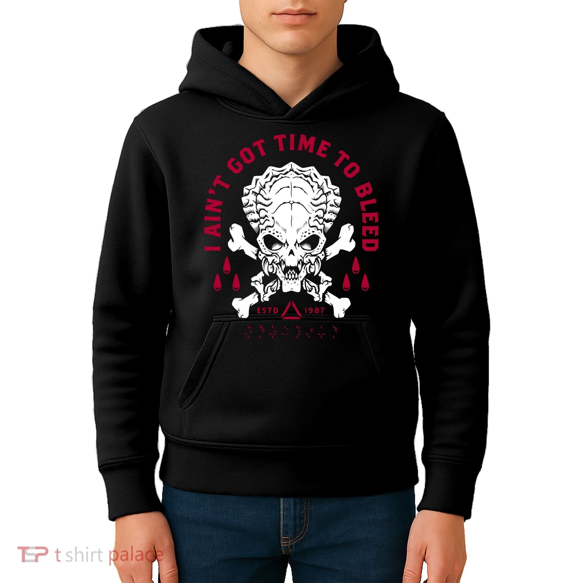 Predator Skull Ain't Got Time To Bleed Military Distressed Kids Hoodie