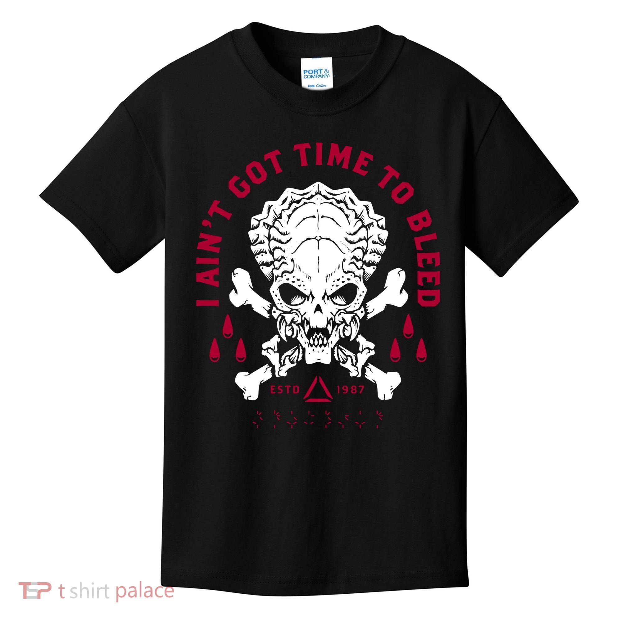 Predator Skull Ain't Got Time To Bleed Military Distressed Kids T-Shirt
