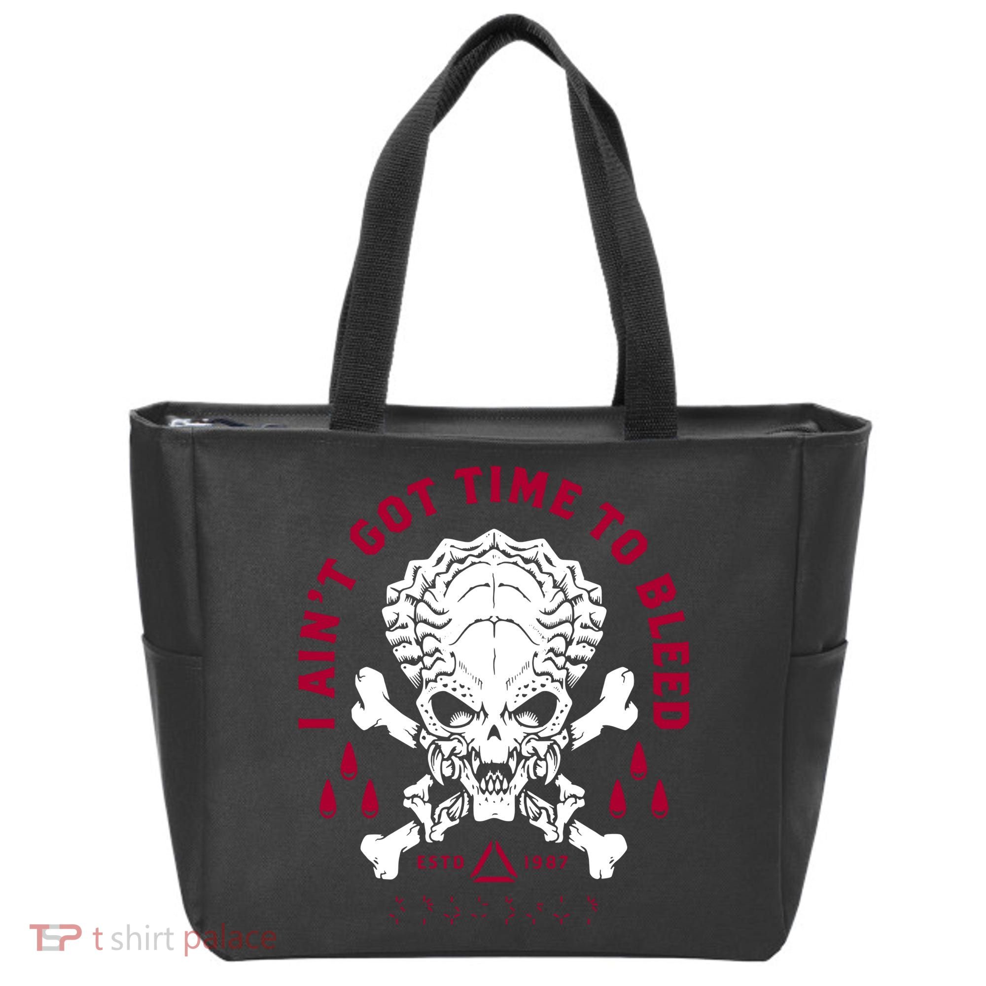 Predator Skull Ain't Got Time To Bleed Military Distressed Tote Bag