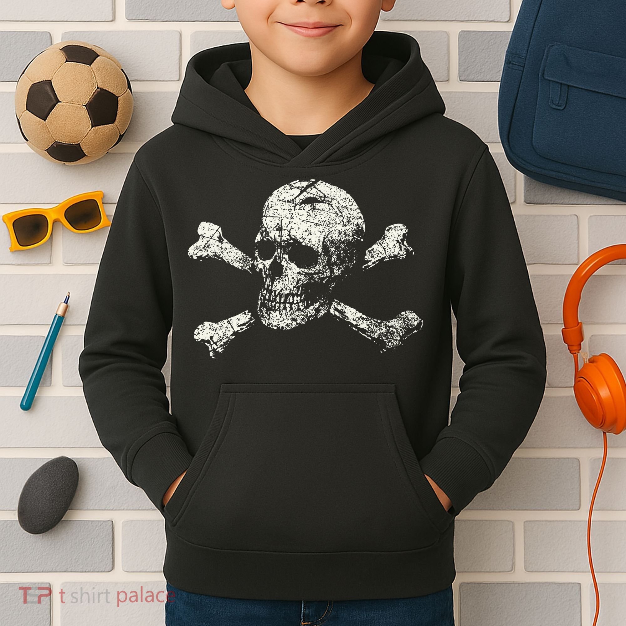 Pirate Skull And Crossbones Flag Kids Hoodie