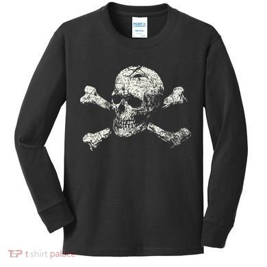 Pirate Skull And Crossbones Flag Kids Long Sleeve Shirt