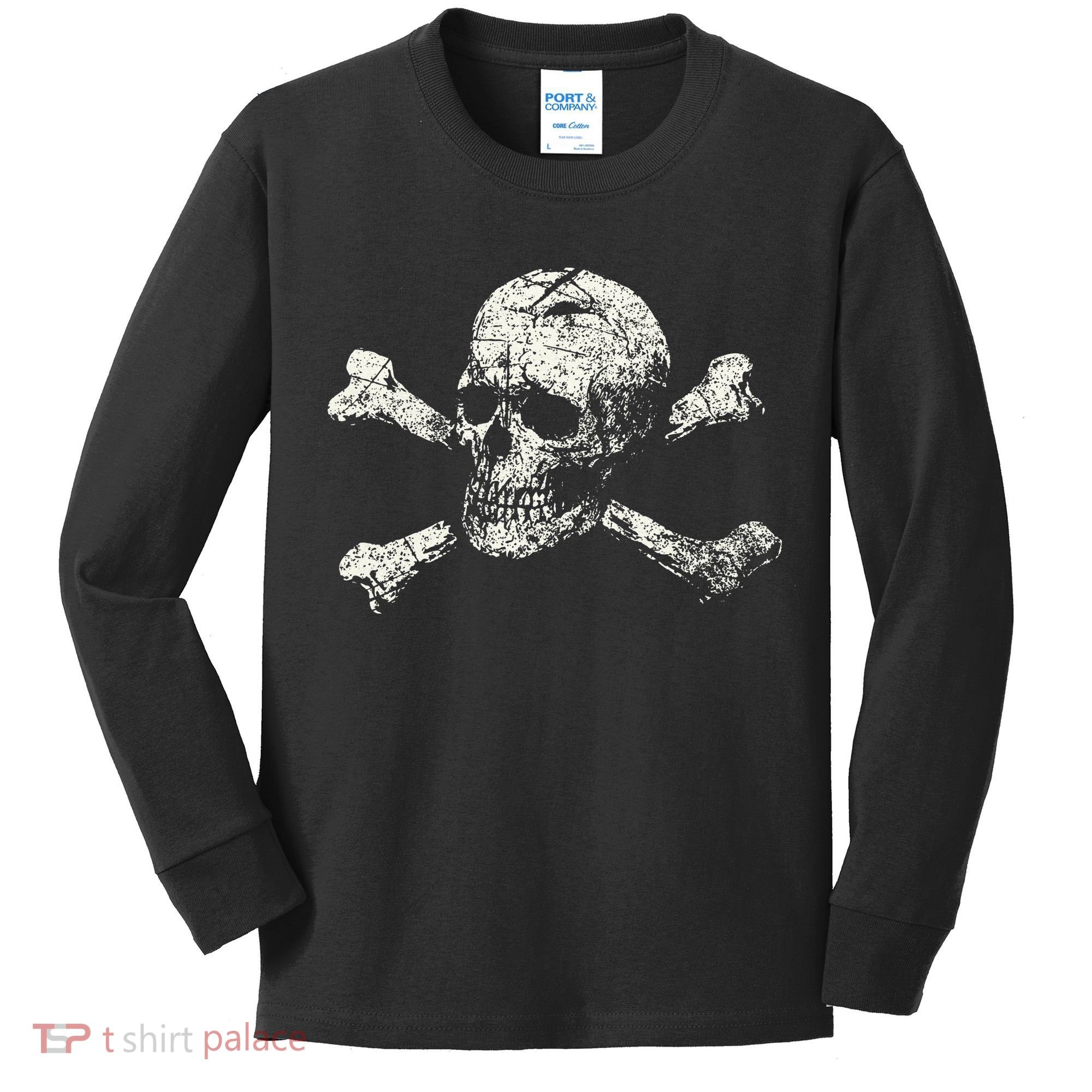 Pirate Skull And Crossbones Flag Kids Long Sleeve Shirt