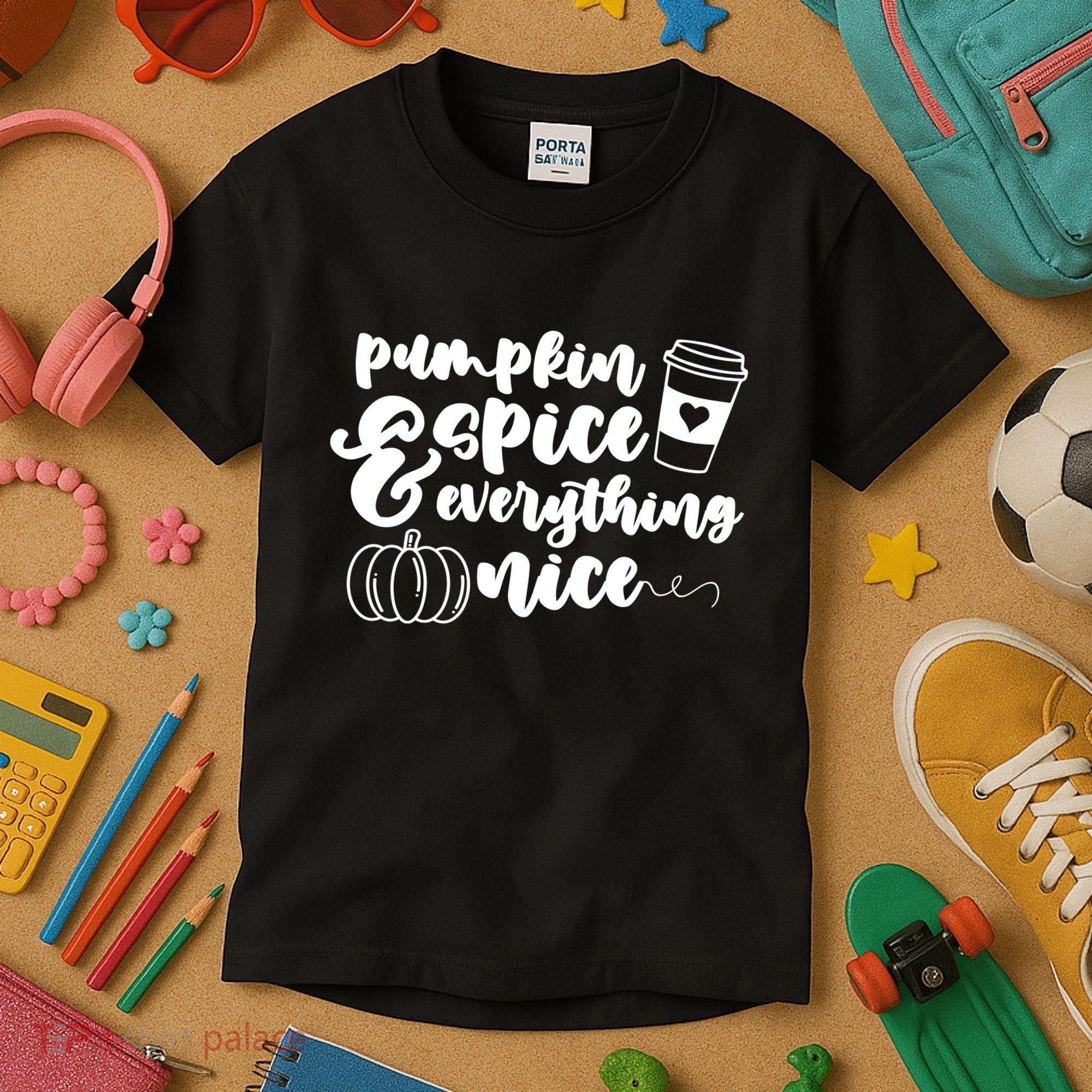 Pumpkin Spice And Everything Nice Halloween Coffee Lover Kids T-Shirt
