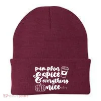 Pumpkin Spice And Everything Nice Halloween Coffee Lover Beanie thumb 0