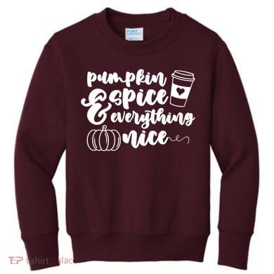 Pumpkin Spice And Everything Nice Halloween Coffee Lover Kids Sweatshirt