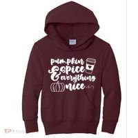 Pumpkin Spice And Everything Nice Halloween Coffee Lover Kids Hoodie thumb 0