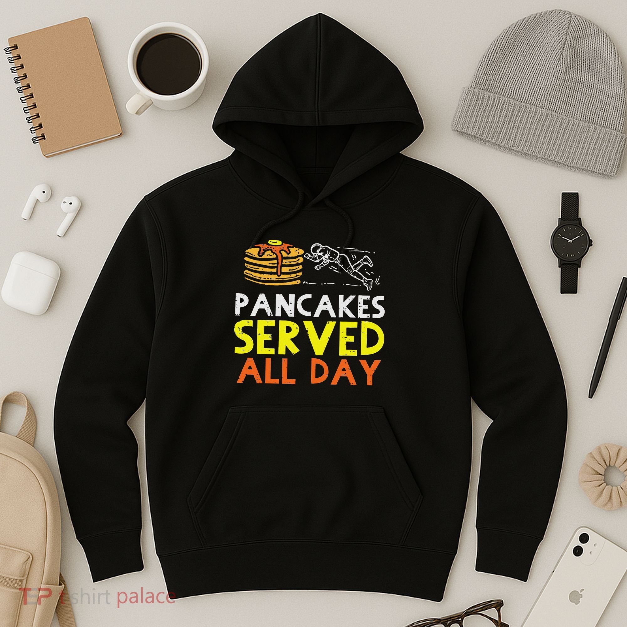Pancakes Served American Football Funny Offensive Lineman Hoodie