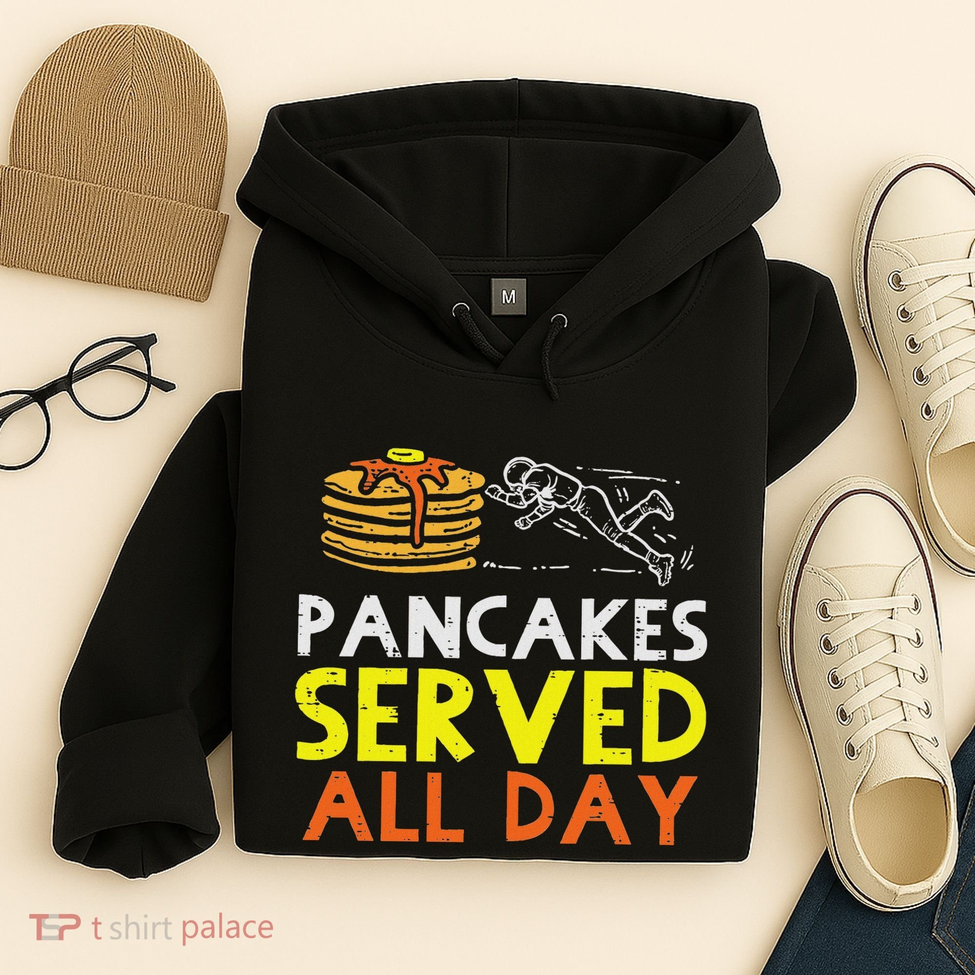 Pancakes Served American Football Funny Offensive Lineman Hoodie