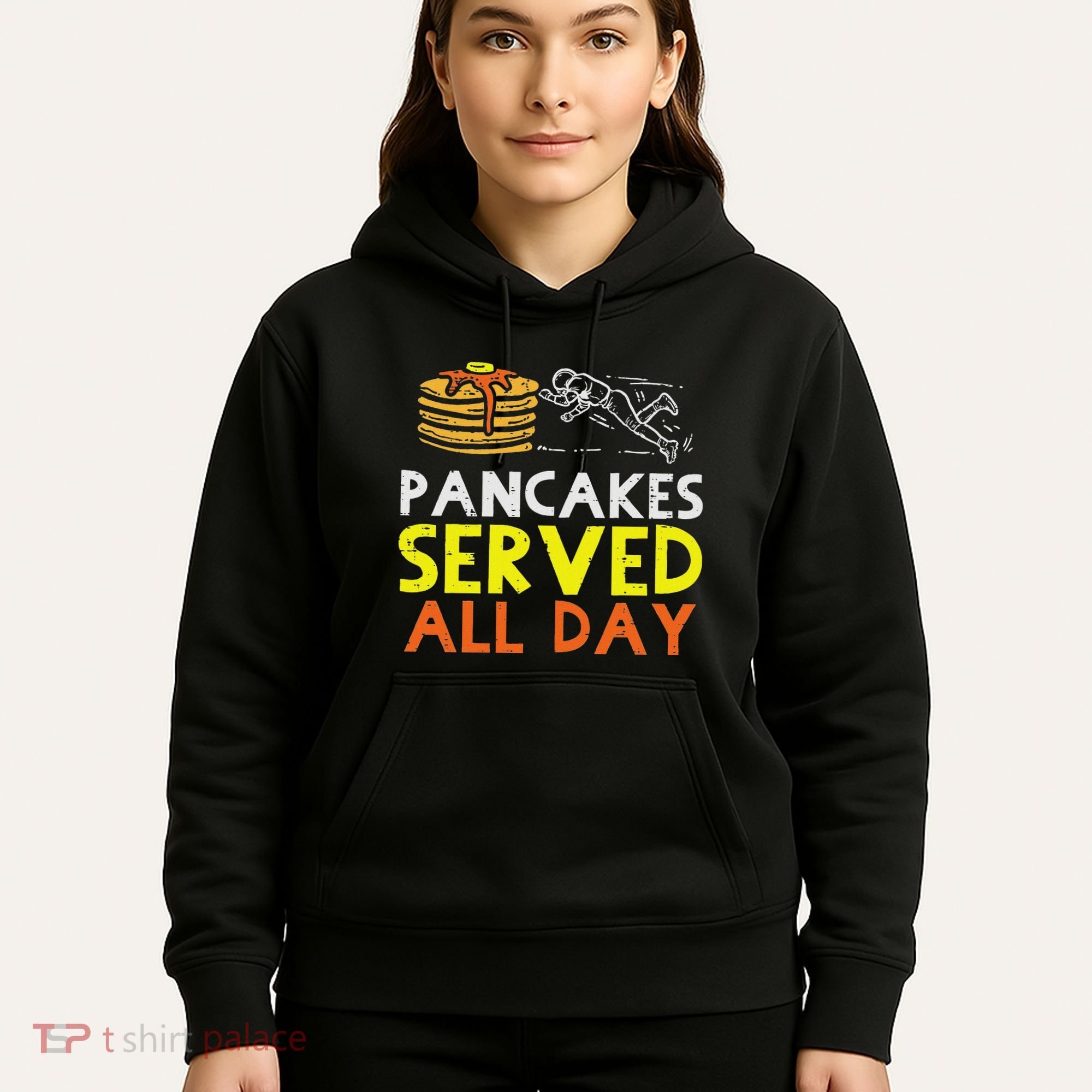 Pancakes Served American Football Funny Offensive Lineman Hoodie