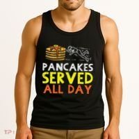 Pancakes Served American Football Funny Offensive Lineman Tank Top thumb 3