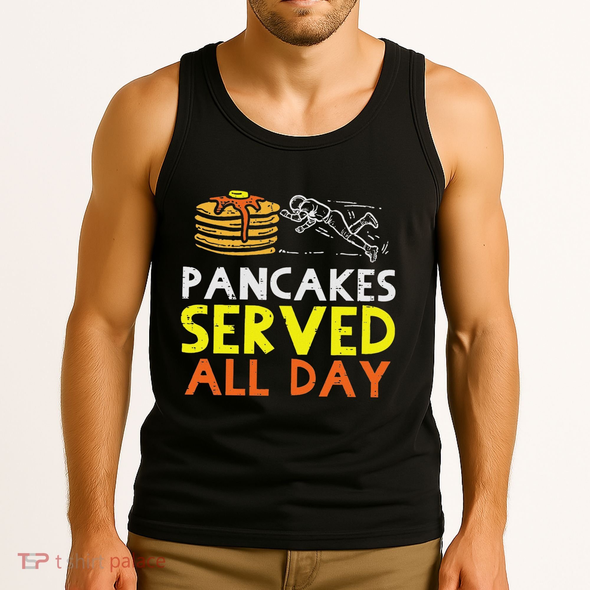 Pancakes Served American Football Funny Offensive Lineman Tank Top