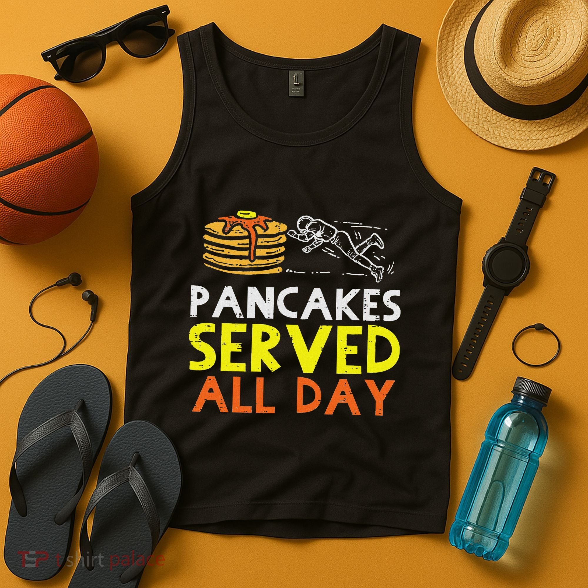 Pancakes Served American Football Funny Offensive Lineman Tank Top