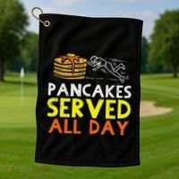 Pancakes Served American Football Funny Offensive Lineman Golf Towel thumb 1