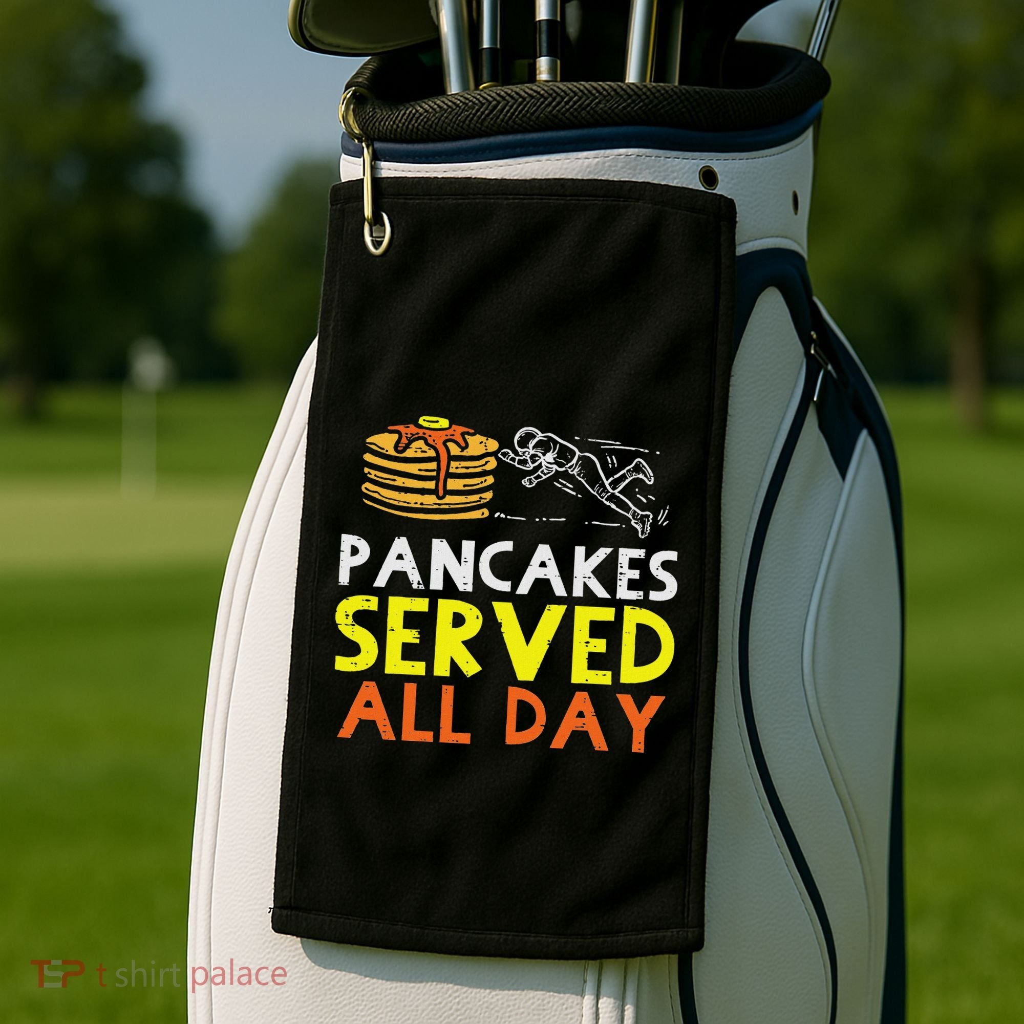 Pancakes Served American Football Funny Offensive Lineman Golf Towel