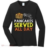 Pancakes Served American Football Funny Offensive Lineman Women's Long Sleeve Shirt thumb 0