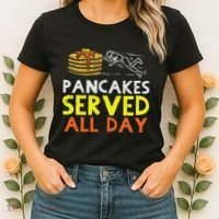 Pancakes Served American Football Funny Offensive Lineman Women's T-Shirt thumb 2