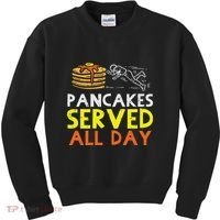 Pancakes Served American Football Funny Offensive Lineman Kids Sweatshirt thumb 0