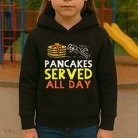 Pancakes Served American Football Funny Offensive Lineman Kids Hoodie thumb 3