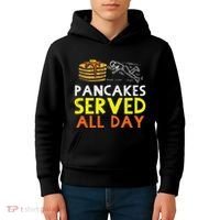 Pancakes Served American Football Funny Offensive Lineman Kids Hoodie thumb 4