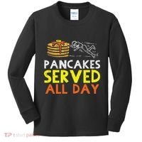 Pancakes Served American Football Funny Offensive Lineman Kids Long Sleeve Shirt thumb 0