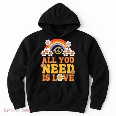Peace Sign All You Need Is Love 60s 70s Hoodie