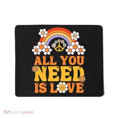 Peace Sign All You Need Is Love 60s 70s Mousepad