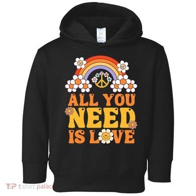 Peace Sign All You Need Is Love 60s 70s Toddler Hoodie
