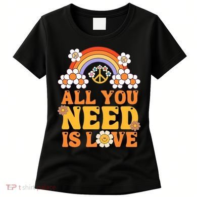 Peace Sign All You Need Is Love 60s 70s Women's T-Shirt