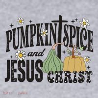 Pumpkin Spice And Jesus Christ Fun Fall Christian Cross Faith Women's Sweatshirt thumb 2