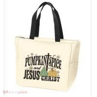 Pumpkin Spice And Jesus Christ Fun Fall Christian Cross Faith Tote Bag thumb 3