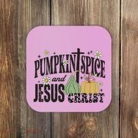 Pumpkin Spice And Jesus Christ Fun Fall Christian Cross Faith Coaster thumb 0