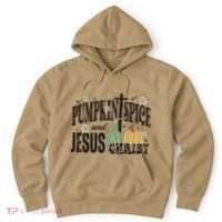 Pumpkin Spice And Jesus Christ Fun Fall Christian Cross Faith Hoodie thumb 0